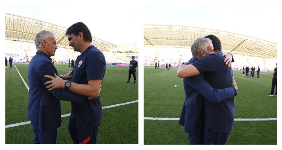Фото дня: крепкие объятия Дешама и Далича перед матчем Хорватии и Франции. Оба потеряли отцов за неделю до матча