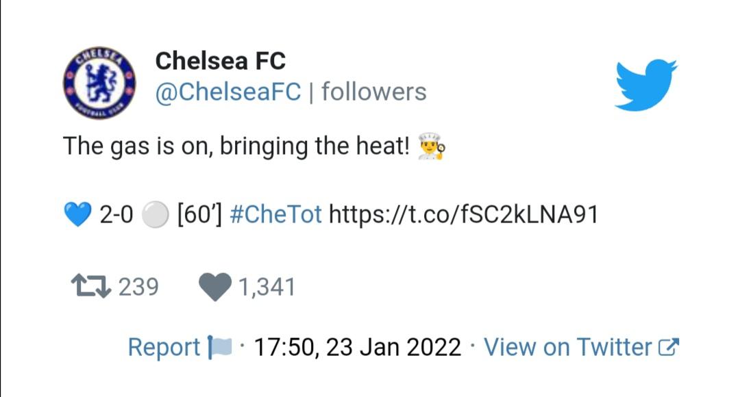 «Челси» очень неудачно твитнул по ходу игры с «Тоттенхэмом». 99%, что случайность (надеемся)