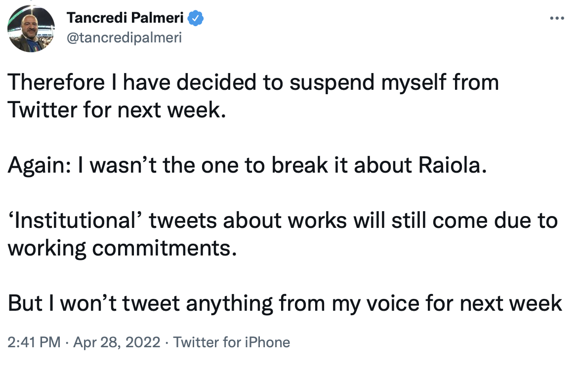 «Я в ужасе». Журналист, который тоже твитнул о смерти Райолы, объяснился в соцсетях