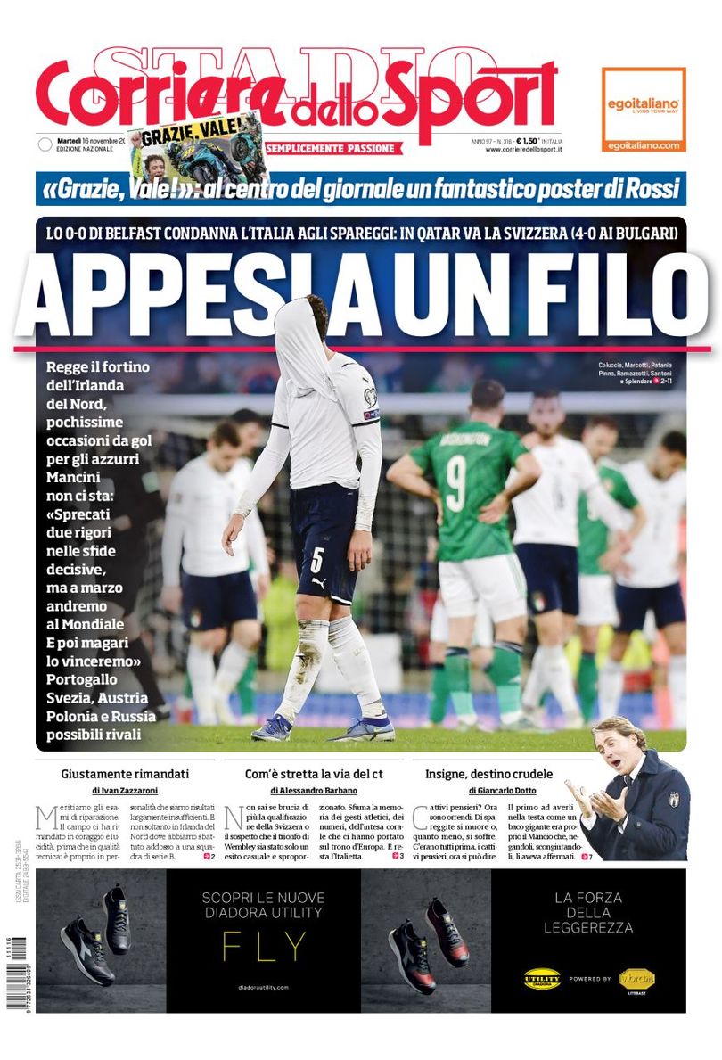 Хочется другой Италии. Заголовки Gazzetta, TuttoSport и Corriere за 16 ноября