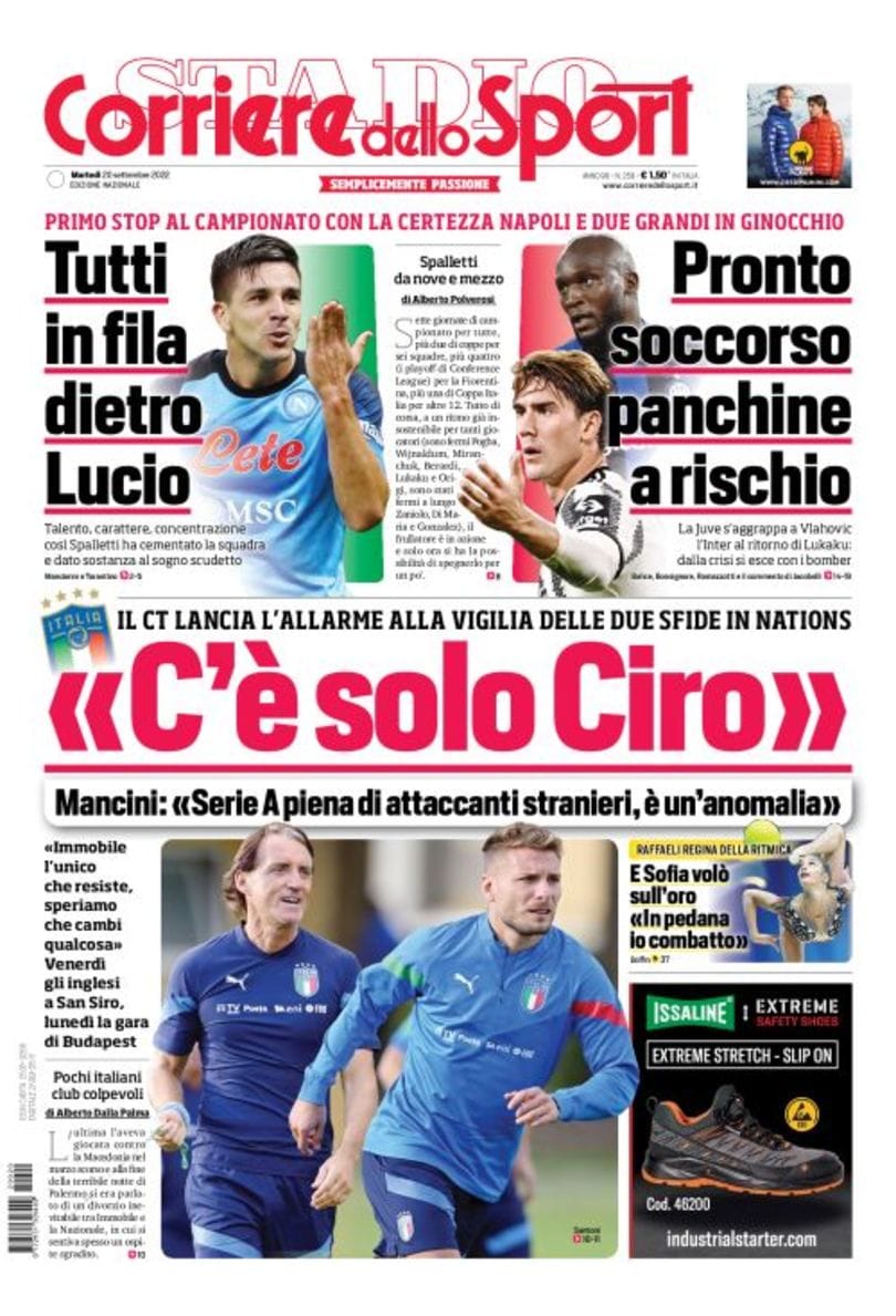 Есть только Чиро. Заголовки Gazzetta, TuttoSport и Corriere за 20 сентября