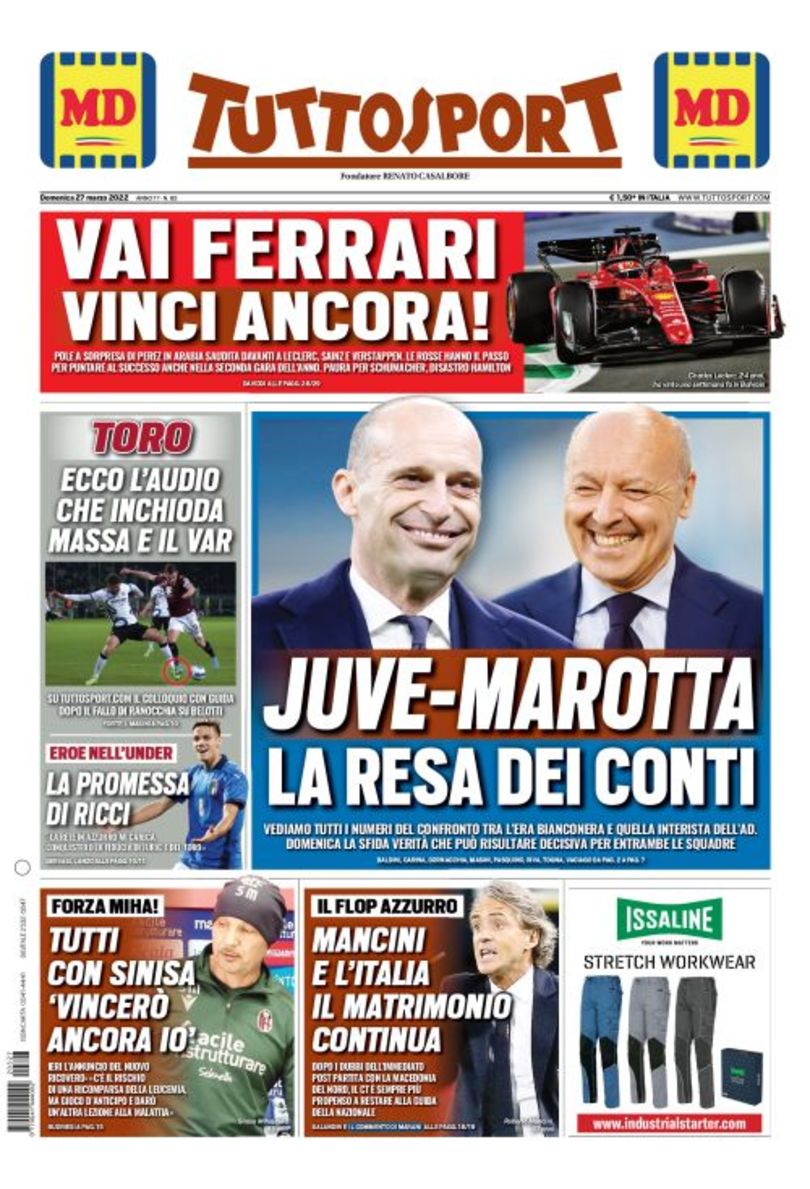 Не сдавайся, Миха. Заголовки Gazzetta, TuttoSport и Corriere за 27 марта