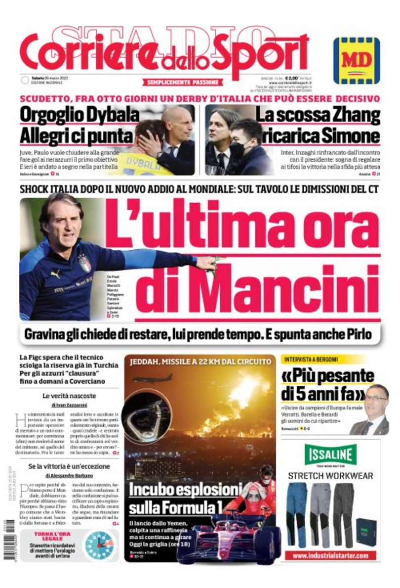 Давление на Манчо. Заголовки Gazzetta, TuttoSport и Corriere за 26 марта