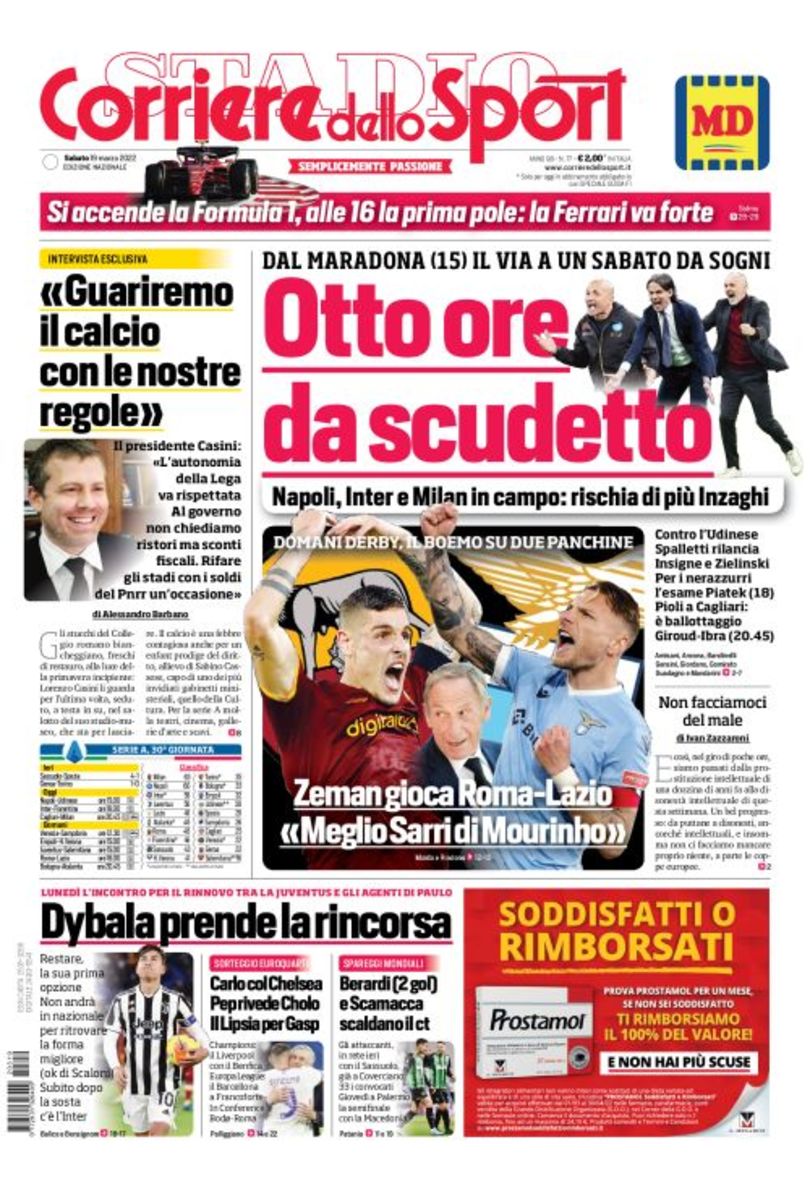 Рюдигер: Да, Синьора. Заголовки Gazzetta, TuttoSport и Corriere за 19 марта