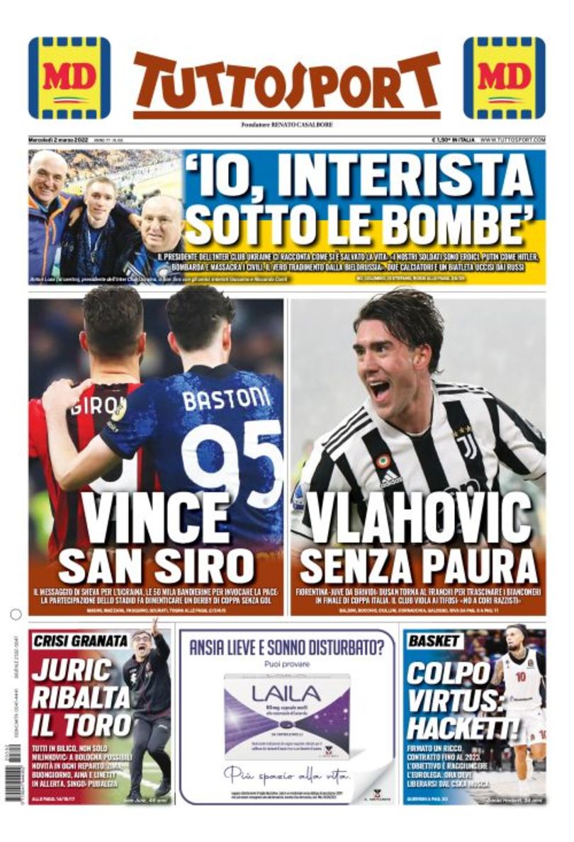 «Милан» и «Интер», просыпайтесь! Заголовки Gazzetta, TuttoSport и Corriere за 2 марта