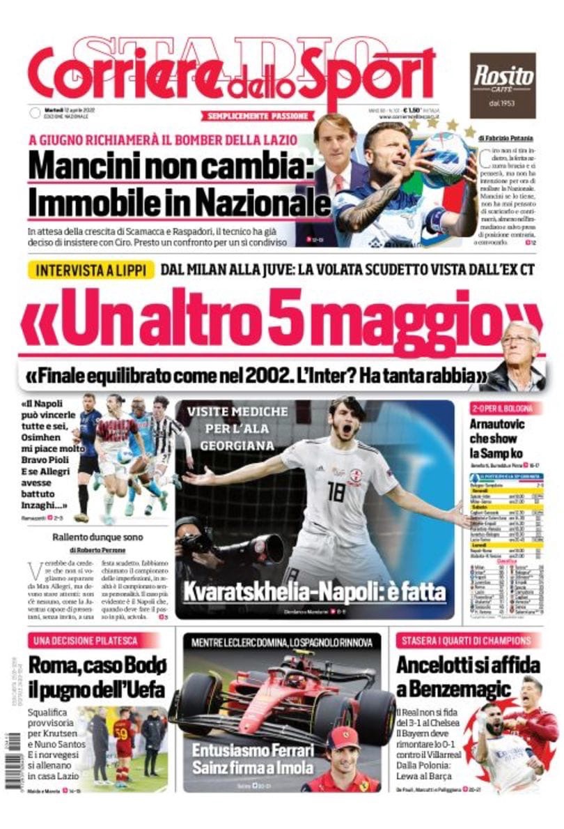 «Другое 5 мая». Заголовки Gazzetta, TuttoSport и Corriere за 12 апреля
