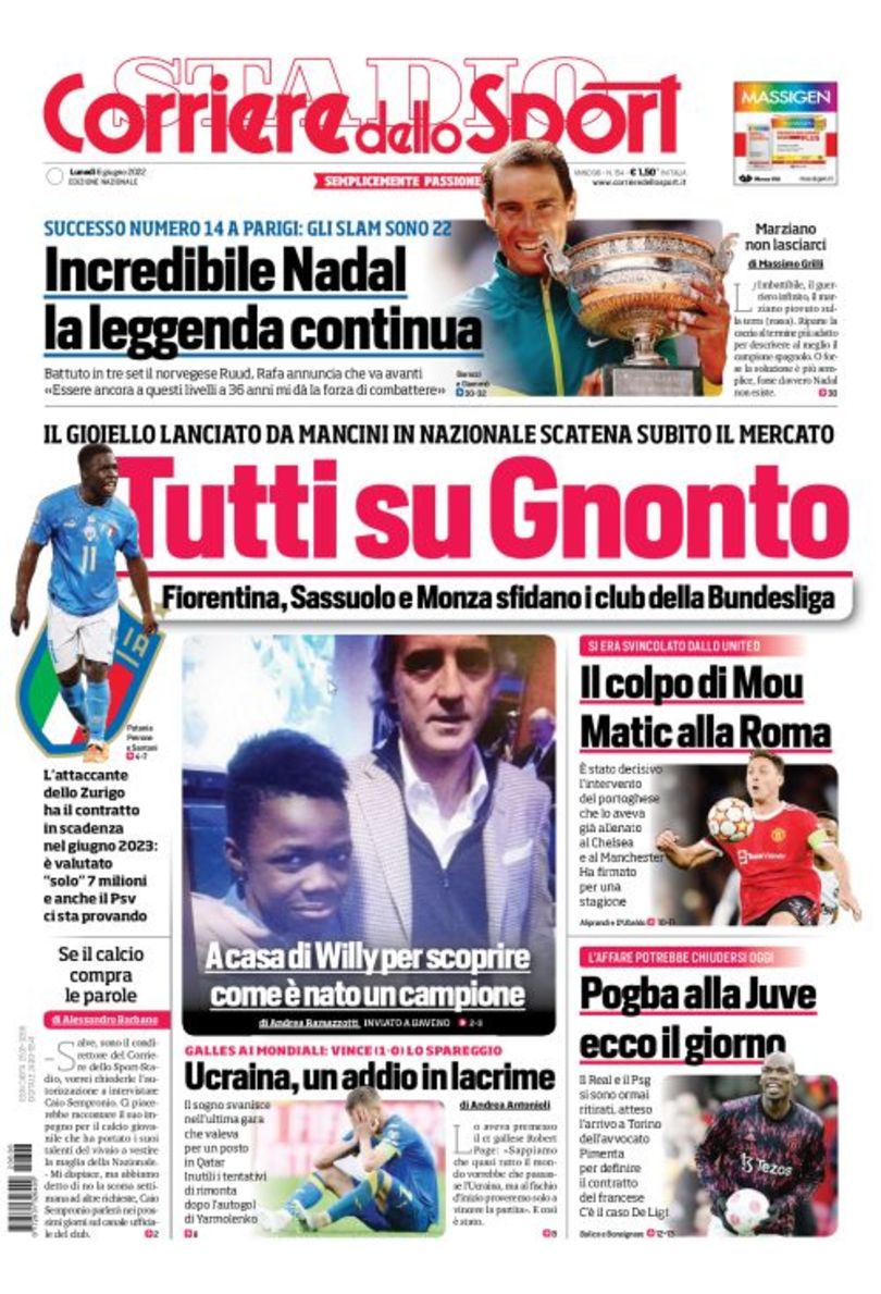 Сердце Леау. Заголовки Gazzetta, TuttoSport и Corriere за 6 июня