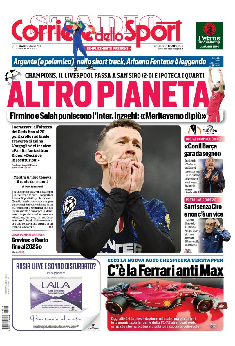 «Интер» кусает локти». Заголовки Gazzetta, TuttoSport и Corriere за 17 февраля