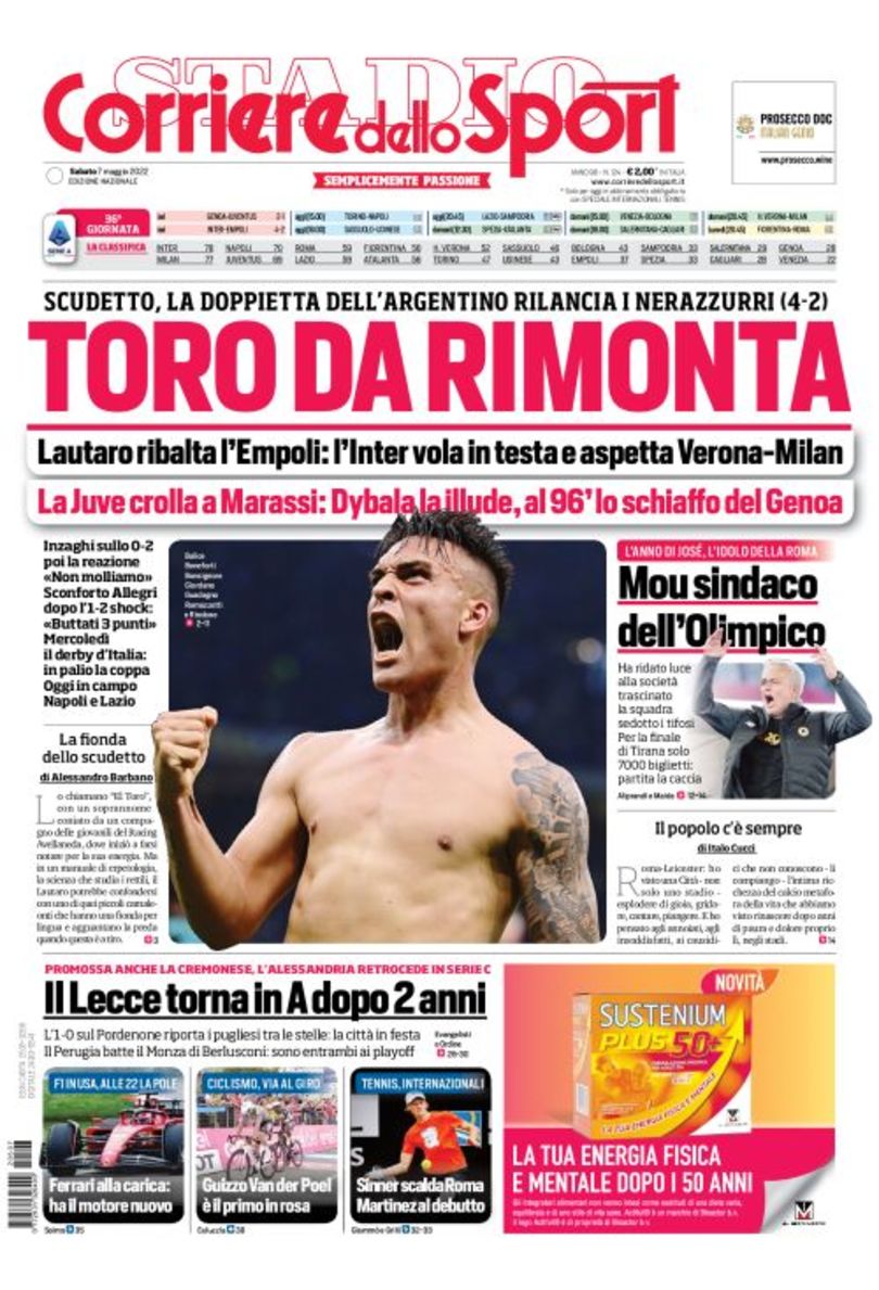 «Интер», сумасшедший обгон. Заголовки Gazzetta, TuttoSport и Corriere за 7 мая