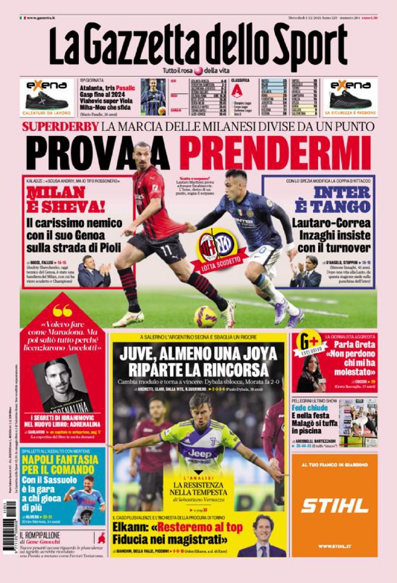 Пауло пробуждает «Юве». Заголовки Gazzetta, TuttoSport и Corriere за 1 декабря