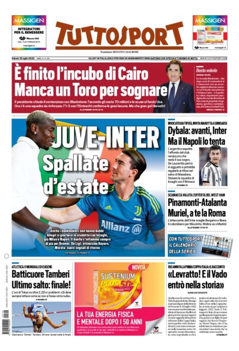 Дибала, дата. Заголовки Gazzetta, TuttoSport и Corriere за 16 июля